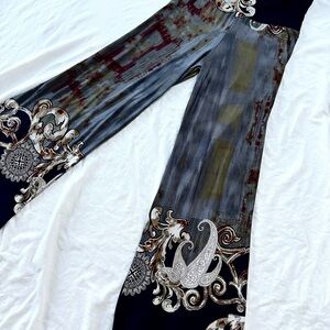 Bohemian Wide-Leg Palazzo Pants with Paisley Print